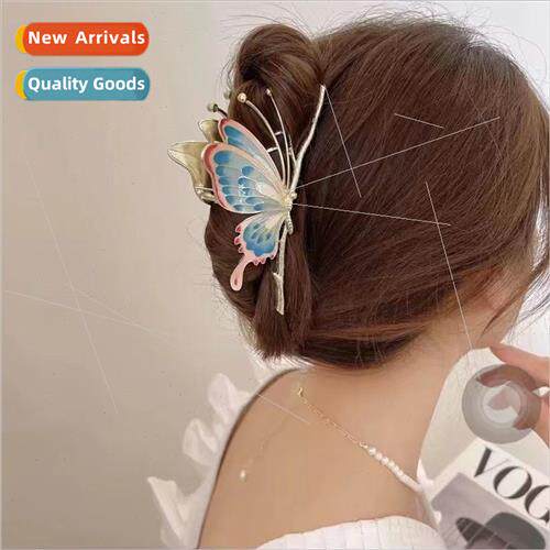 Painted Butterfly Grab Clip Elegant Versatile Back Head Shar