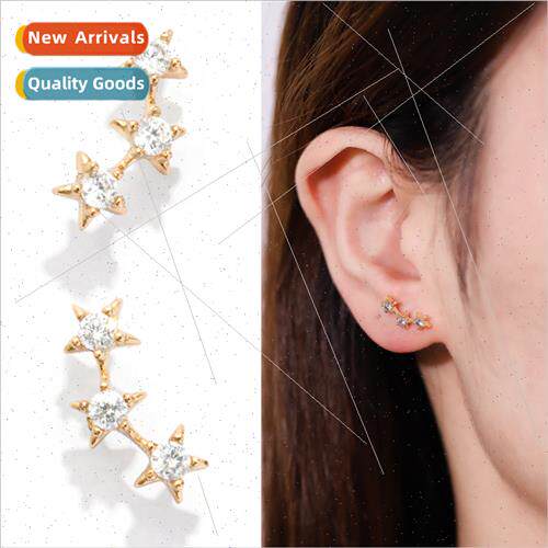 S925 silver needle multi-star earrings female simple zirconi