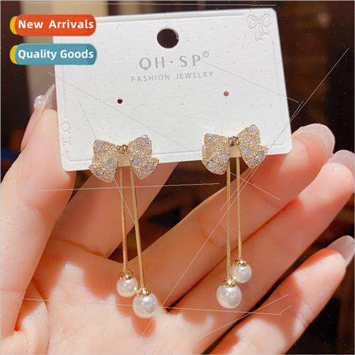 s925 silver needle zirconia bow bee after two wear pearl tas