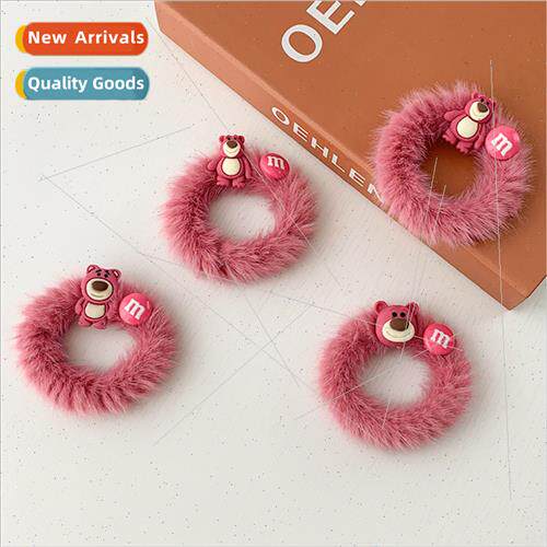 Korea small purple bear plush hair ring female girl cute tie