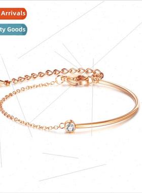 Ins Korea niche simple wild tanium steel rose gold plating w