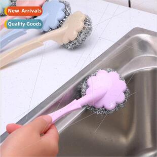Long plum pot brus brush dishwashing ball wire handle shaped