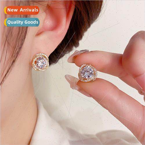 Small delicate round zirconia wrap around earrings female 20