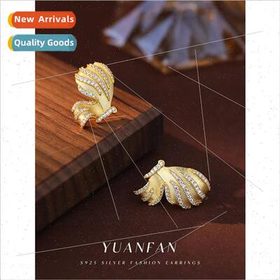 925 silver Brushed Frosted Italian Metal Butterfly Earrings