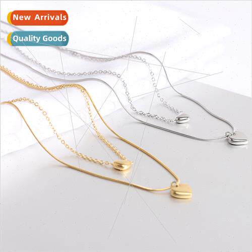 fashion niche double layer collarbone chain hundred heart ta