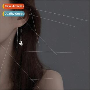 Butterfly ear wires 2024 new tide round face thin long doubl