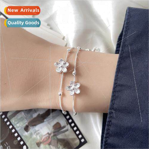 Double Layer Flower Bracelet Minimalist che 2024 Five Petal