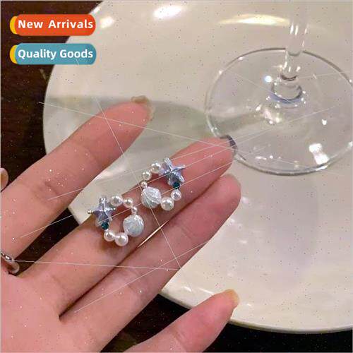 Blue Ocean Korea ins tide drip oil shell starfish earrings f