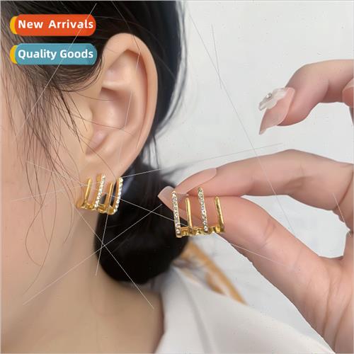 Europe new four claw ear rows with diamond earrings适用women
