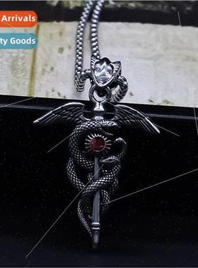 Alloy pendant necklace retro dark wind double snake winding