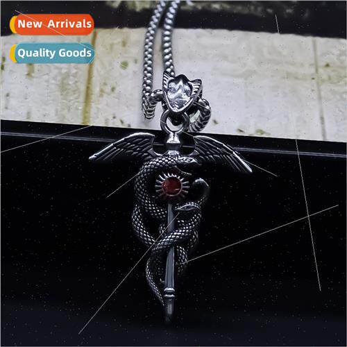 Alloy pendant necklace retro dark wind double snake winding