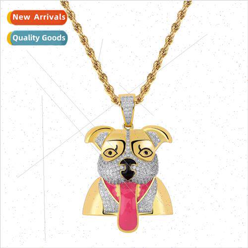 Cartoon Puppy Tongue Out Pendant Hipster Hip Hop Necklace Je