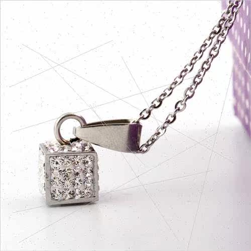 Korea fashion new pendant stainless steel necklace square pe