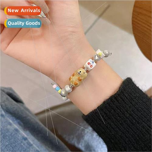 Sesame Dot Cute Ceramic Pearl Bracelet Women Summer Ins che