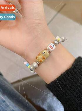 Sesame Dot Cute Ceramic Pearl Bracelet Women Summer Ins che