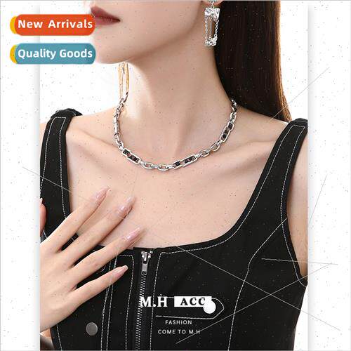 Black Diamond Geometric Necklace Women Chunky Chain Europe H