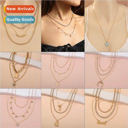 Europe popular necklace tassel round pcs butterfly lock pend