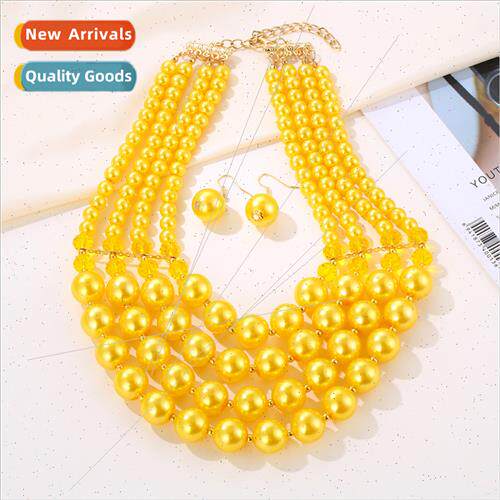 Gold light bead necklace fashion wind ladies round bead pend