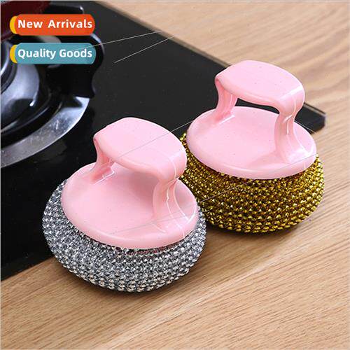 Household brush pot steel wire ball wh handle kchen cleaning
