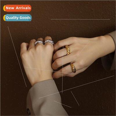 Europe new ins retro thick threaded face casting ring tail r