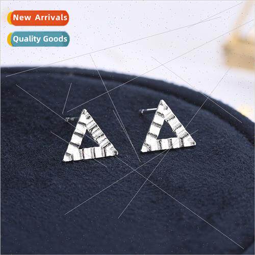 s925 silver Korea simple triangle texture earrings fashion j