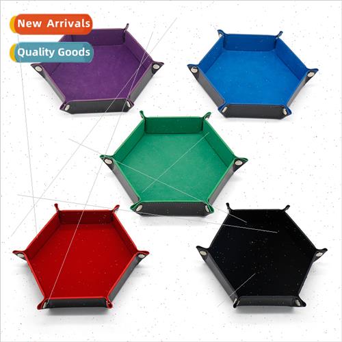 New Hexagonal Velvet Fabric Dice Tray Foldable Storage Box p