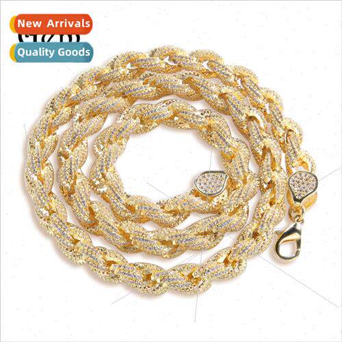 Hip Hop Copper wh Zirconia Twist Necklace Full Zirconia Twis