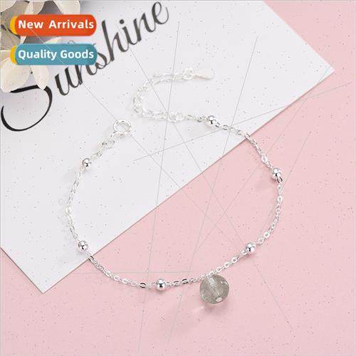 s925 silver crystal green ghost bracelet simple round beads