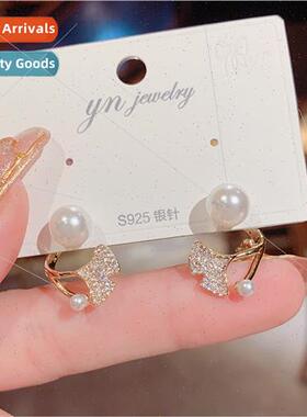 s925 silver pin back hanging ginkgo biloba earrings 2021 new