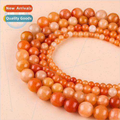 Red dongling round beads bracelet natural loose beads diy ha