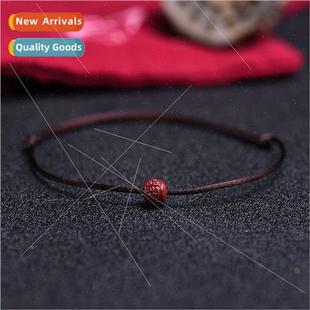 Cinnabar brown rope anklet simple men women couples gift ame