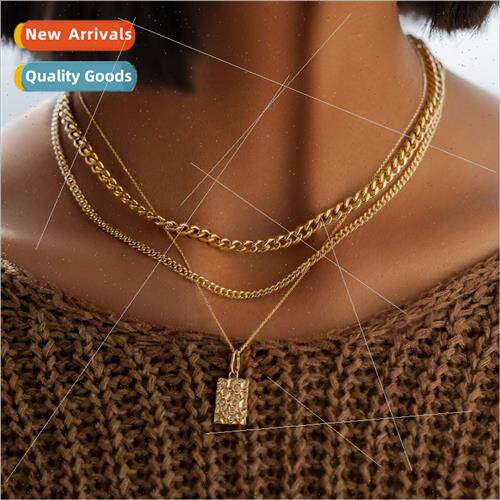Fashion Versatile Sweater Chain Vintage Fashion Square Tag M