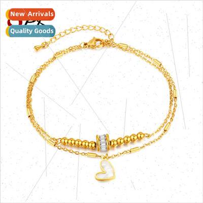 Europe fashion tanium steel double layer love anklet summer