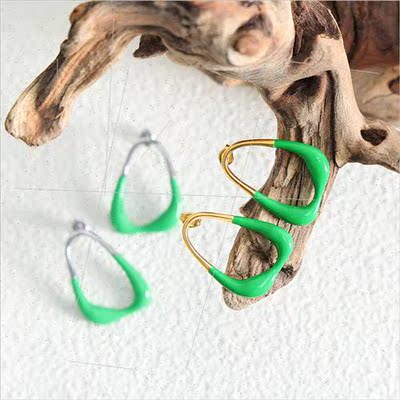 Europe Celebry Earrings ins -fading oil drop color collision