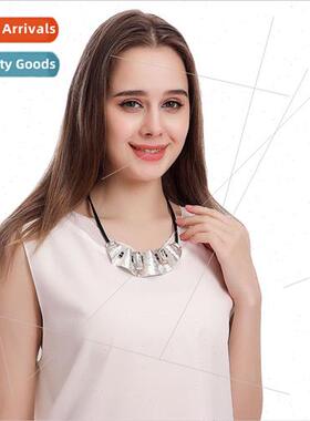 Fashion Wind Atmosphere Europe Necklace Ladies Metal Leather