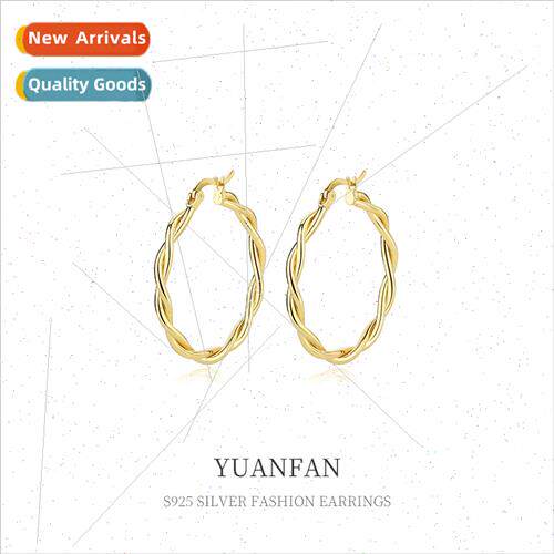 925 silver circle twist earrings female Europe cold wind sim