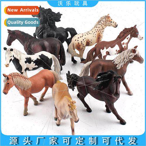 Horse Solid Model Ornament Set Pint Stallion Black Whe Flowe
