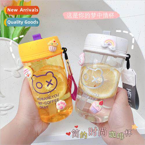 Cute water cup girls high color value plastic student cup in