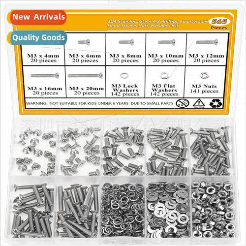 565pcs304 Phillips screws set flat head machine screws small