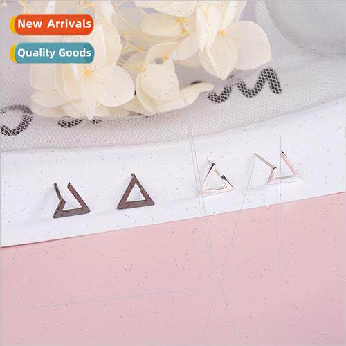 s925 silver Korea open triangle earrings small geometric ear