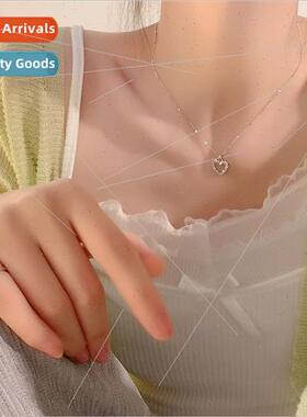 Skeletonized love heart whe stone love compact necklace exqu