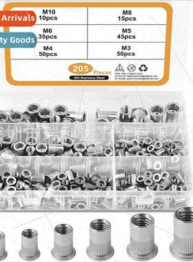 205pcs304 rivet nut set rivet nut flat head rivet nut boxed