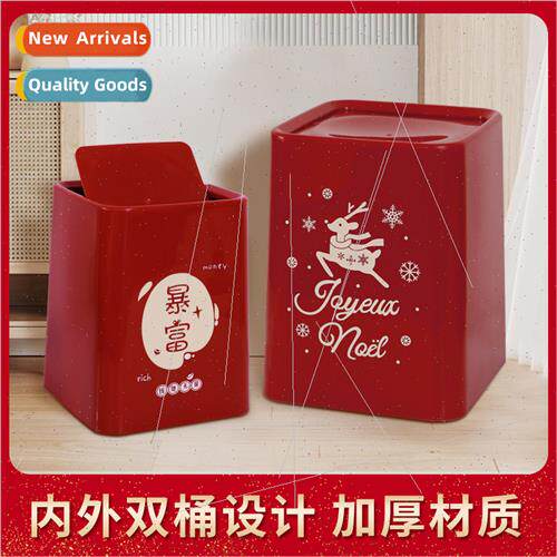 Household garbage can creative red festive flip lid trash ca
