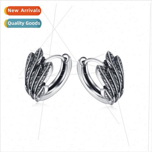 Korea punk wings ear buckle retro angel wings stainless stee