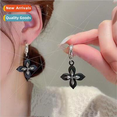 925 silver needle earrings irregular semi-circular geometric