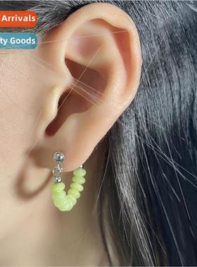 Green Beaded Earrings Women Chinese Elegant Earrings Abacus
