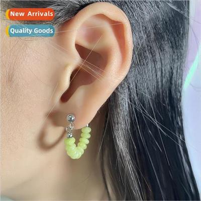 Green Beaded Earrings Women Chinese Elegant Earrings Abacus