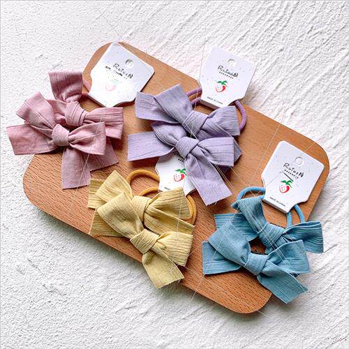 Children hair Korea simple candy color cloth rustic small bo
