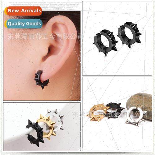 Vintage punk earrings six tip stainless steel earrings tide