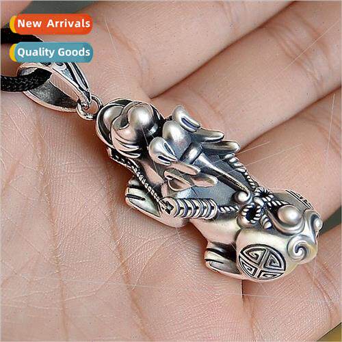 Thai lver Vintage Aged Thai lver Bully Necklace Men Pendant